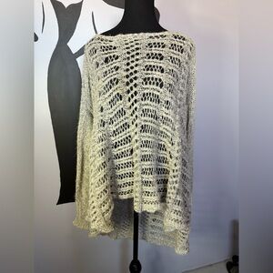 Grace & Lace Grey Open-Knit Oversized Bohemian Stye Sweater PTP 28